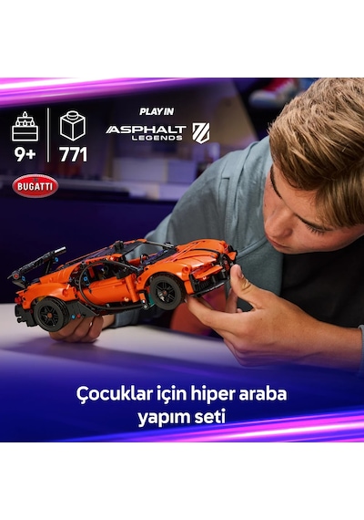 LEGO®  Technic™ Bugatti Chiron Pur Sport Hiper Araba 42222 – 9 Yaş ve Üzeri Çocuklar için Yaratıcı Oyuncak Yapım Seti (771 Parça)
