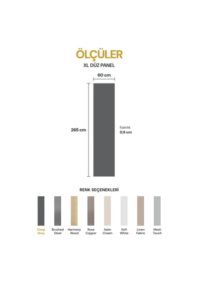 Vilo Mpc Xl Düz Duvar Paneli Deep Grey 265cm Yapıştırmalı Montaj - Neme Ve Darbeye Dayanıklı
