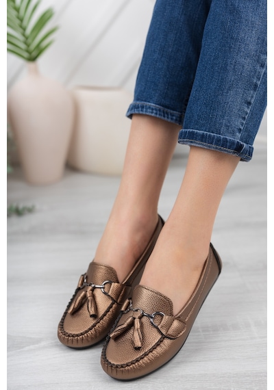 Khayt Tassel Casual Günlük Kadın Babet Ayakkabı Bakır