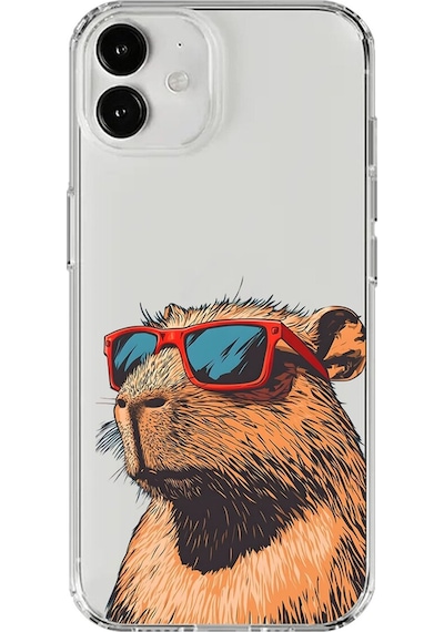 Apple Uyumlu iPhone 12 Mini Şeffaf Kılıf Cool Kapibara Tasarımlı