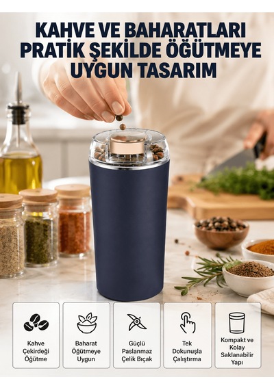 Yeni Nesil Kahve Ve Baharat Öğütücü Paslanmaz Çelik Kahve Değirmeni - 14995 Altın