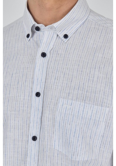İmza Uzun Kol Çizgili Desen Bez Ayağı Düğmeli Yaka Cepli Pamuklu Casual Comfort Fit Gömlek 1004250100 Koyu Mavi İmza Uzun Kol Çizgili Desen Bez Ayağı Düğmeli Yaka Cepli Pamuklu Casual Comfort Fit Gömlek 1004250100 Koyu Mavi