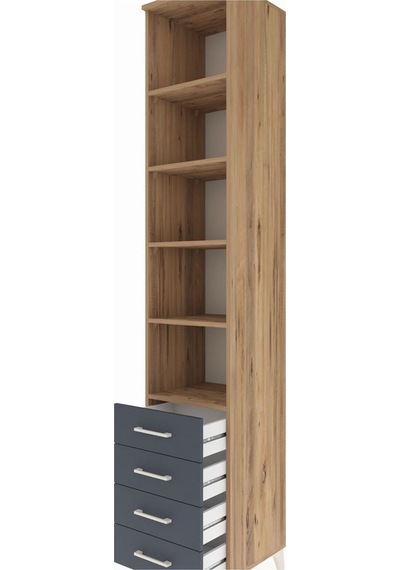 Hyperion Dolap 5 Raflı 4 Çekmeceli 44x44x243 Çam-antrasit Çam Hyperion Dolap 5 Raflı 4 Çekmeceli 44x44x243 Çam-antrasit Çam