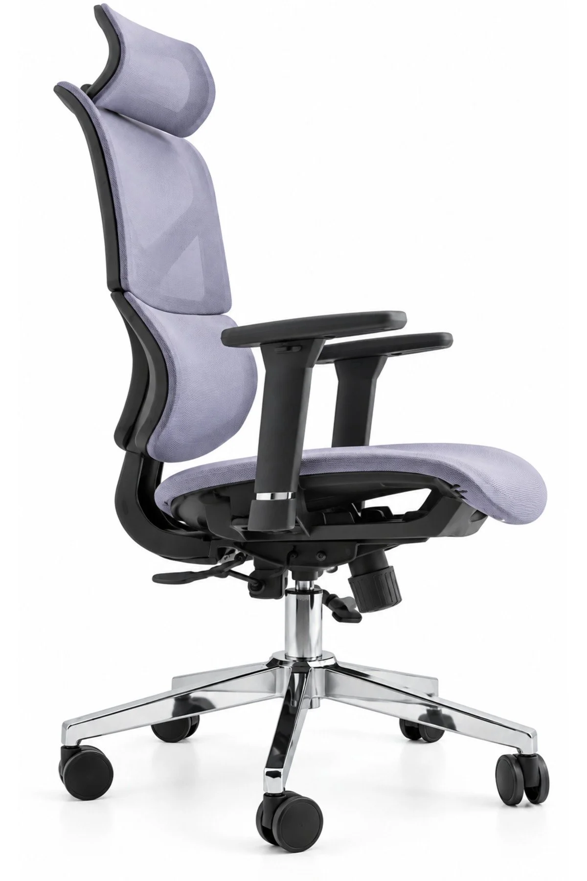 Fileli Başlıklı Ergonomik Çalışma Koltuğu Gri