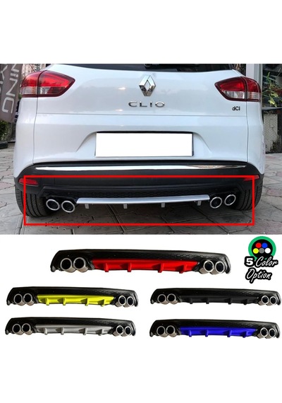 Renault Clio Mk4 Sw Uyumlu Yuvarlak Egzozlu Siyah Difüzör Difizör Çiftli Egzoz Görünüm Arka Ek