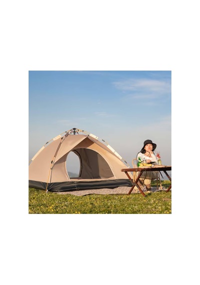 2 3 Kişilik Otomatik Kamp Çadırı 200x150x120 Cm Çift Katmanlı Su Geçirmez Ac6634 Outdoor Çadır Krem