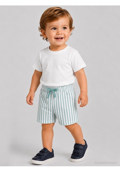 Civil Baby Çizgili 6-18 Ay Şort - Yeşil Petrol