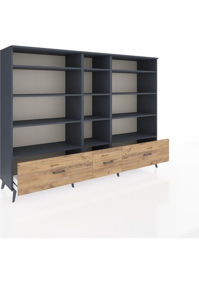 Hyperion Dolap 12 Raflı 3 Çekmeceli 220x44x163 Antrasit-antrasit Antrasit-antrasit/çam Hyperion Dolap 12 Raflı 3 Çekmeceli 220x44x163 Antrasit-antrasit Antrasit-antrasit/çam