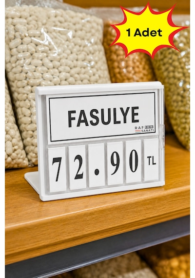 Fiyat Kasetlik Manav Kasap Şarküteri Etiketi Rakamlı Fiyatlık Ayaklı Küçük Boy 77x62 Mm Beyaz