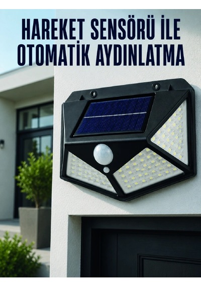 Hareket Sensörlü Güneş Enerjili Duvar Lambası Dış Mekan İçin Güçlü Led Aydınlatma