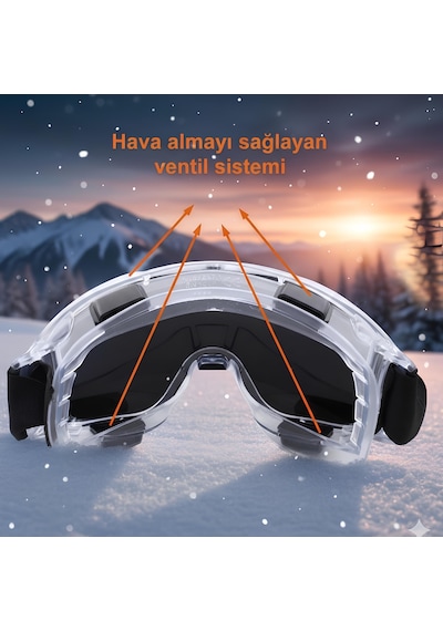 2 Adet Kayak Gözlüğü Füme Ventilli Güneş Kar Koruyucu Gözlük Uv Korumalı Snowboard Glasses Gözlük Füme