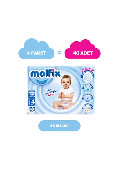 Molfix Bebek Bezi 4 Beden Maxi Aylık Fırsat Paketi 160 Adet 4 Numara