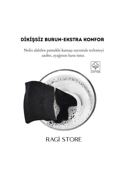 Ragi Store 6'lı Siyah Erkek Penye Burun Dikişsiz Çorap Siyah