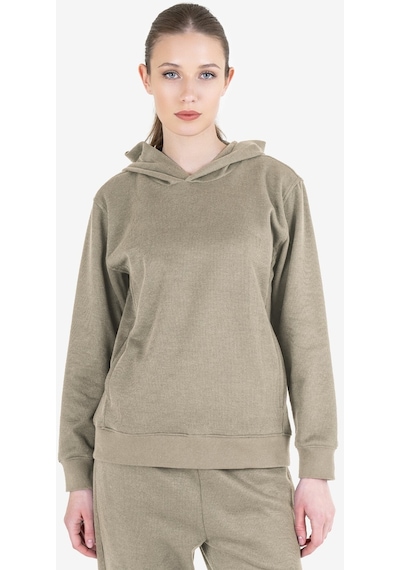 Lescon Bej Kadın Kapüşonlu Sweatshirt 23n-2106