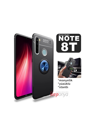 Redmi Note 8T Yüzüklü Standlı Manyetik Kamera Korumalı Kılıf