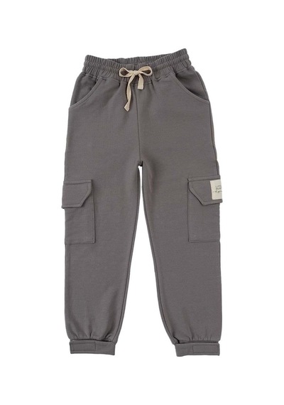 Little Gusto Gri Organik Pamuk Çocuk Jogger Pantolon