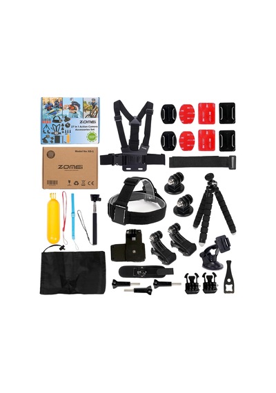 27 Parça Aksiyon Kamera Aksesuar Seti Gopro İle Uyumlu, Djı İle Uyumlu, Spor Montaj Kiti Vlog Seyahat Çekim Aparatları Ks-1
