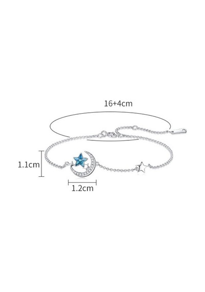 Monemel Taşlı Ay Yıldız Bileklik Altın Kaplama B02307 Gümüş
