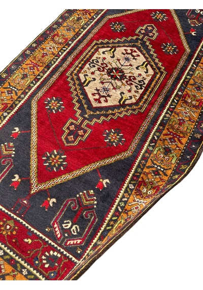 El Dokuma Sıfır Yahyalı 108x220 Kök Boya %100 Yün Halı Renkli