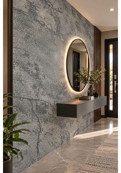 Deconitte Kendinden Yapışkanlı Antrasit Gri Beton Desenli Pvc Folyo Mobilya Dolap Masa Tezgah Kaplama 60x100cm