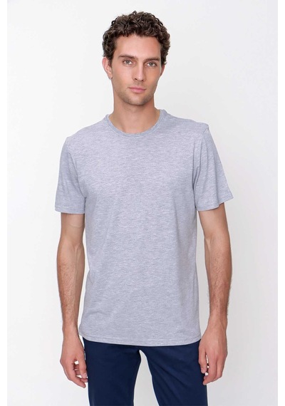 Gri Basic Düz %100 Pamuk Bisiklet Yaka Slim Fit Dar Kesim Kısa Kollu Tişört 99yc018001100 Gri