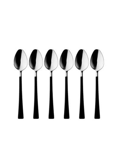 6 Parça Çay Kaşığı Seti, Paslanmaz Çelik, Gümüş Siyah, 11 Cm Çok Renkli