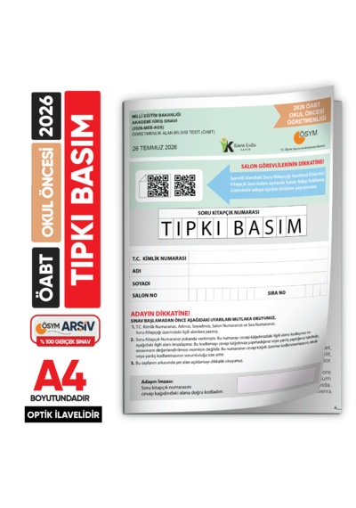 2026 Meb-ags Öabt Okul Öncesi Öğretmenliği Ösym Tıpkı Basım Kitapçığı Türkiye Geneli Deneme