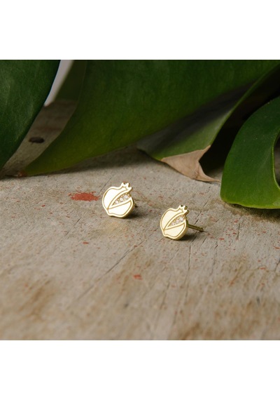 Goldkupe 14 Ayar Altın Taşlı Nar Şans Küpe 1,39 Gr-1596