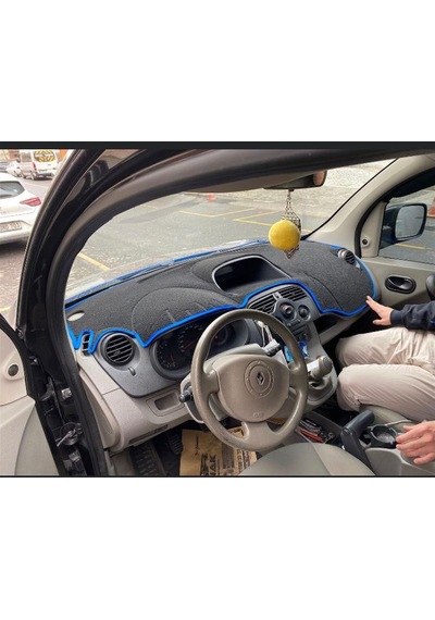 2009-2020 Modellerine Uygun Renault Kango 3 Torpido Koruma Halısı Siyah Kenar Renk Mavi