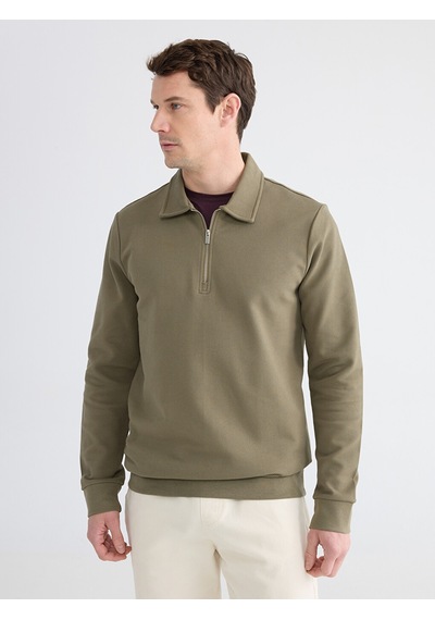 Lcwaıkıkı Classic Yeşil Polo Yaka Erkek Sweatshirt