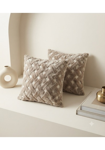 Fugo 2'li Welsoft Kırlent Kılıfı 45x45 Cm Dekoratif Fermuarlı Yumuşak Peluş Kırlent Kılıfı Koltuk Ve Kanepe İçin Açık Kahve