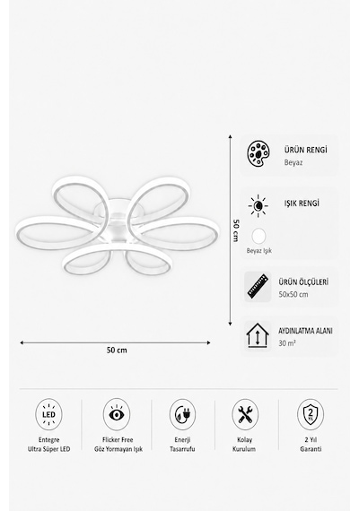 Niva Led Plafonyer Avize Beyaz Işık