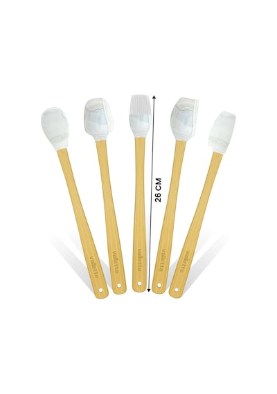 Valletta Indigo 5'li Gri Mermer Bambu Silikon Spatula Seti