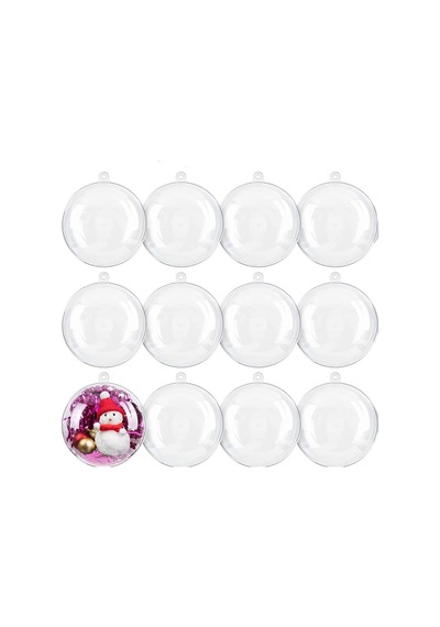 12 Adet 8cm Plastik Küre Fanus Kutu