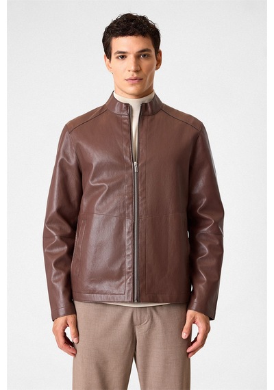 Backandbond Regular Fit Suni Deri Kahve Mont Çok Renkli
