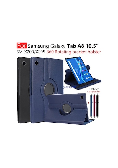 Galaxy Uyumlu Tab A8 10.5 Sm-X200 Kılıf 360 Dönebilen Standlı Zırh Kapak