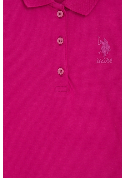 U.S. Polo Assn. Kız Çocuk Fuşya Polo Yaka Basic Sweatshirt 50296377-VR023