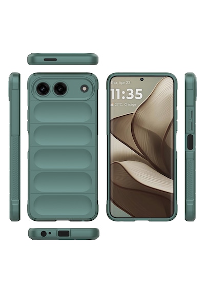 Tecno Spark 40 5g Kılıf Darbe Emici Esnek Tpu Oyuklu Arka Yüzey Tasarımlı Premium Silikon Kapak Koyu Yeşil