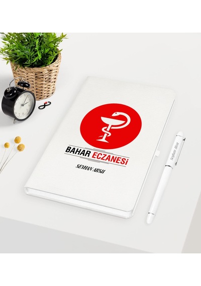 Kişiye Özel Eczane Beyaz Defter Kalem Seti-4