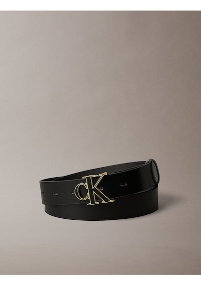 Kadın Round Ck Buckle 30mm Inlay Kemer Siyah