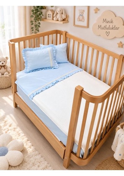 Sallhome Baby Textile Mavi Düşler Bebek Pike Takımı 4 Parça 90x120