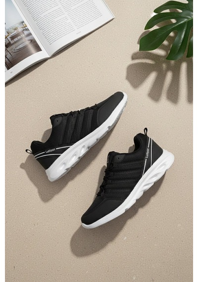 Elit Asprt4138 Erkek Klasik Sneaker Siyah - Beyaz Siyah - Beyaz