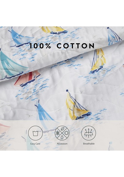 Ahoy Quilt Set, King, Blue Multi Çok Renkli