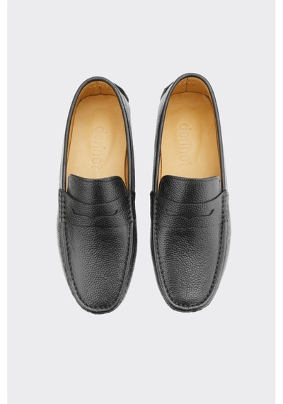 Derinet Hakiki Deri Erkek Loafer Siyah Siyah