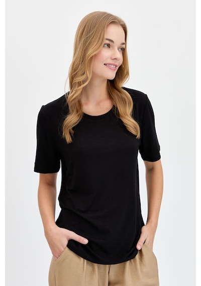 Desen Triko Kadın T-shirt Dsn24084 Siyah