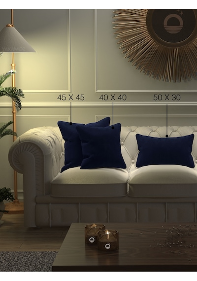 Lacivert Kırlent , Yastık Kılıfı Kadife Görünümlü Velvet Touch Serisi Lacivert