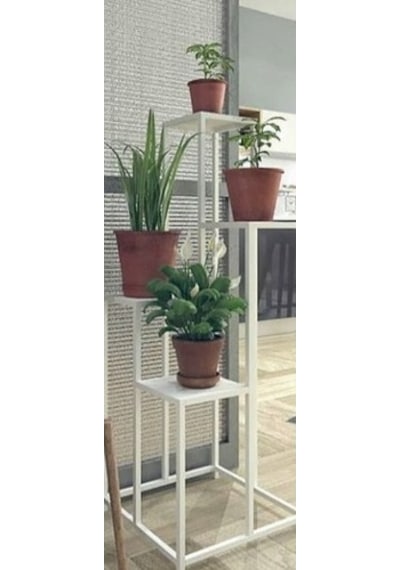Çiçeklik Zlf Dekoratif Kule Model Metal Transmisyon Çelik Beyaz S