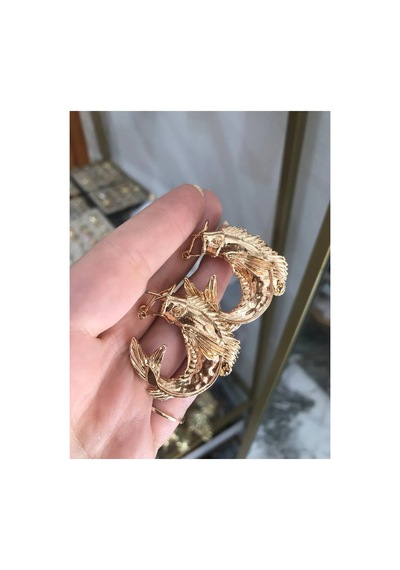 Balık Model Halka Küpe Altın
