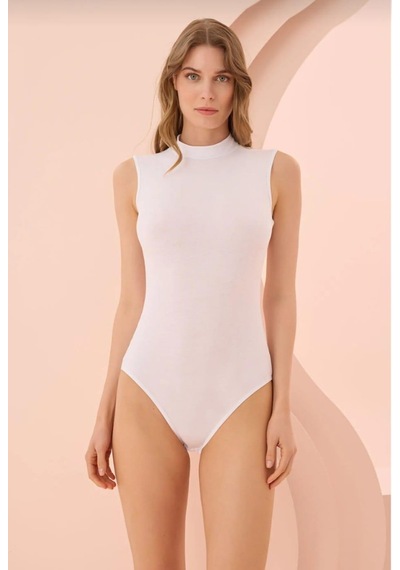 Nbb 2950 Kadın Sıfır Kol Boğazlı Çıtçıtlı Body 12 Adet beyaz