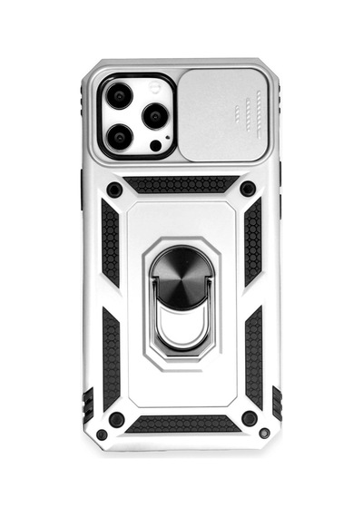 iPhone  Uyumlu  12 Pro Max Kılıf Pars Lens Yüzüklü Silikon - Gümüş Çokrenkli
